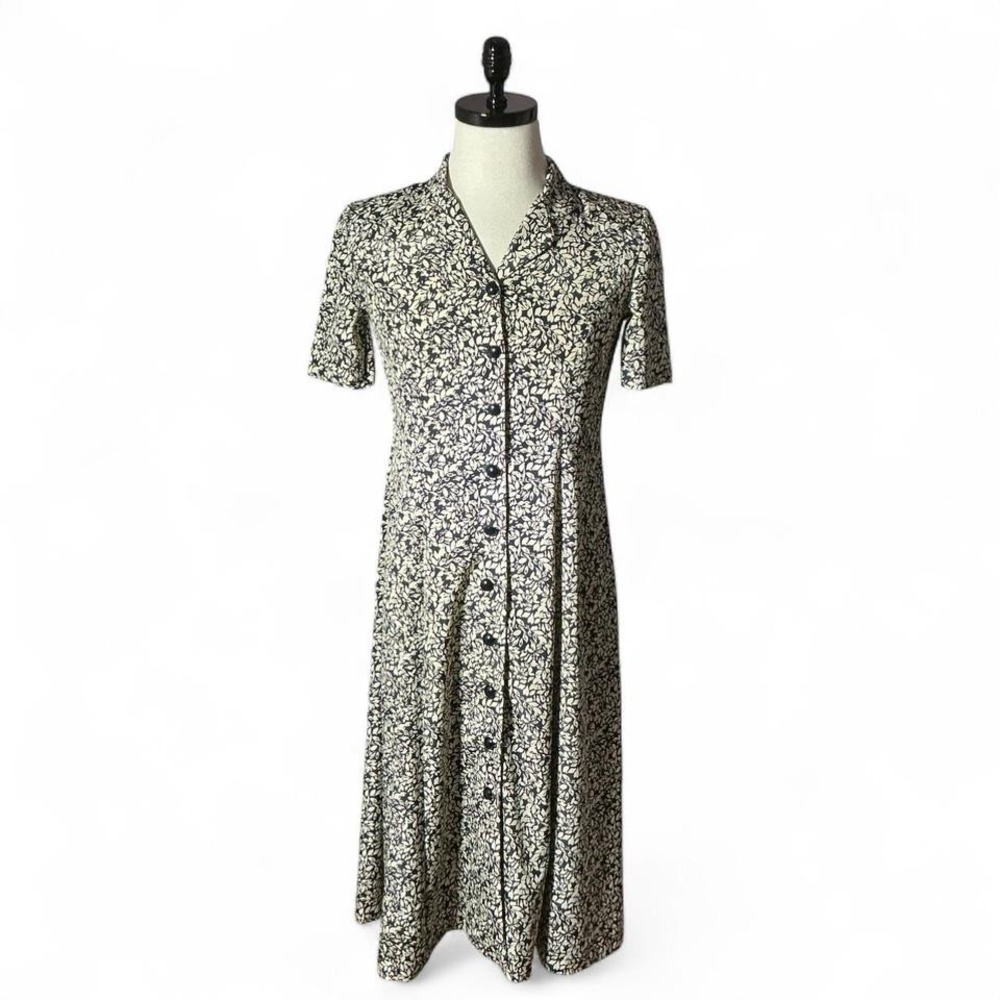 Leslie Fay Dresses Petite Floral Print Button Front Midi Dress Women's Size 6P